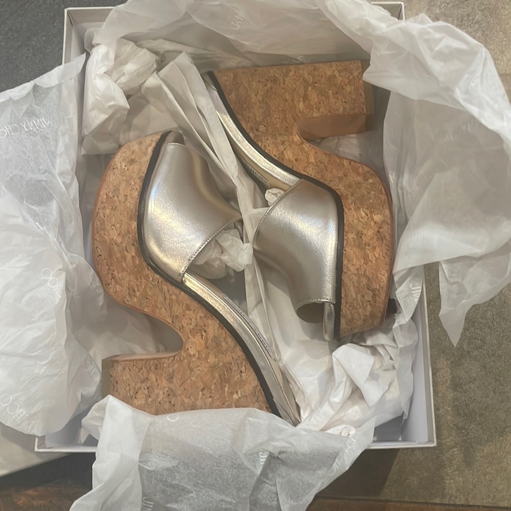 Jimmy Choo Deedee 125 platinum wedges